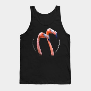 American flamingo tropical bird pin white text Tank Top